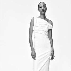Zara White One-Shoulder Dress